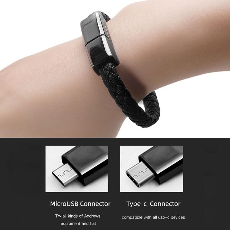 Type-C / Lightning / Micro USB přenosný kožený náramek nabíječka datový nabíjecí kabel synchronizační linka pro iPhone ipad Samsung Huawei Xiaomi Redmi oppo vivo