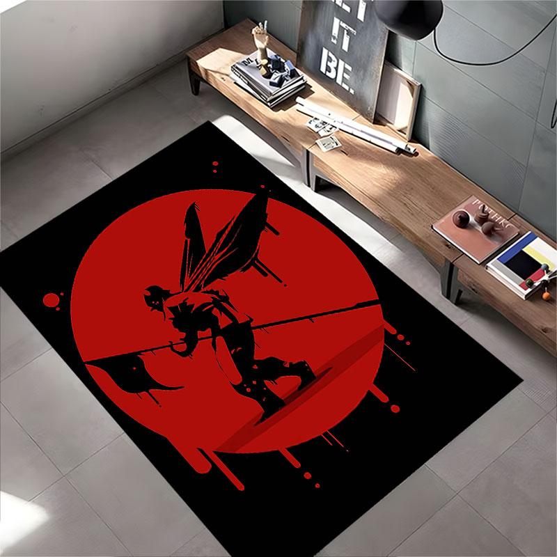 Red Warrior Silhouette Design suitable as a non-slip mat for the living room or bedroom sofa