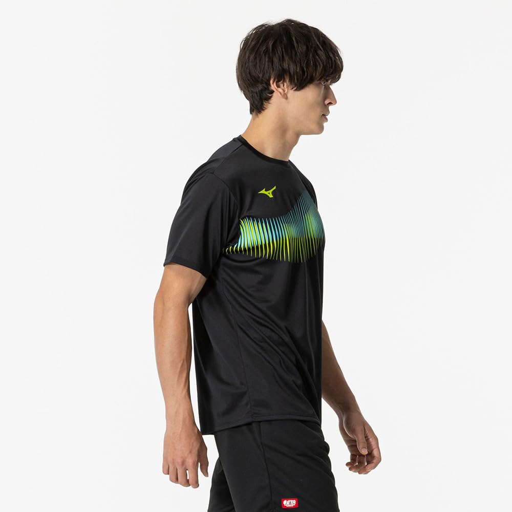 Mizuno Table Tennis Game Short JTTA Size M Shirt, Sleeve, Certified, Moisture-Wicking, Quick-Drying, Unisex, Black, (82JAB111)