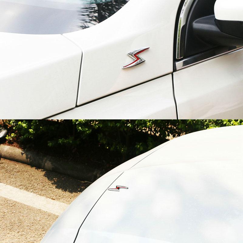 3D Premium S Lightning Logo for Car Engine Hood Fender Trunk Tail Rear Bonnet Nameplate Decal Emblem Badge Sticker