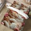 Lifesmells 2/3pcs Kitten and Rose Duvet Cover Set Romantic Cat and Flower Bed Cover Set Cozy and Adorable Bedding Set