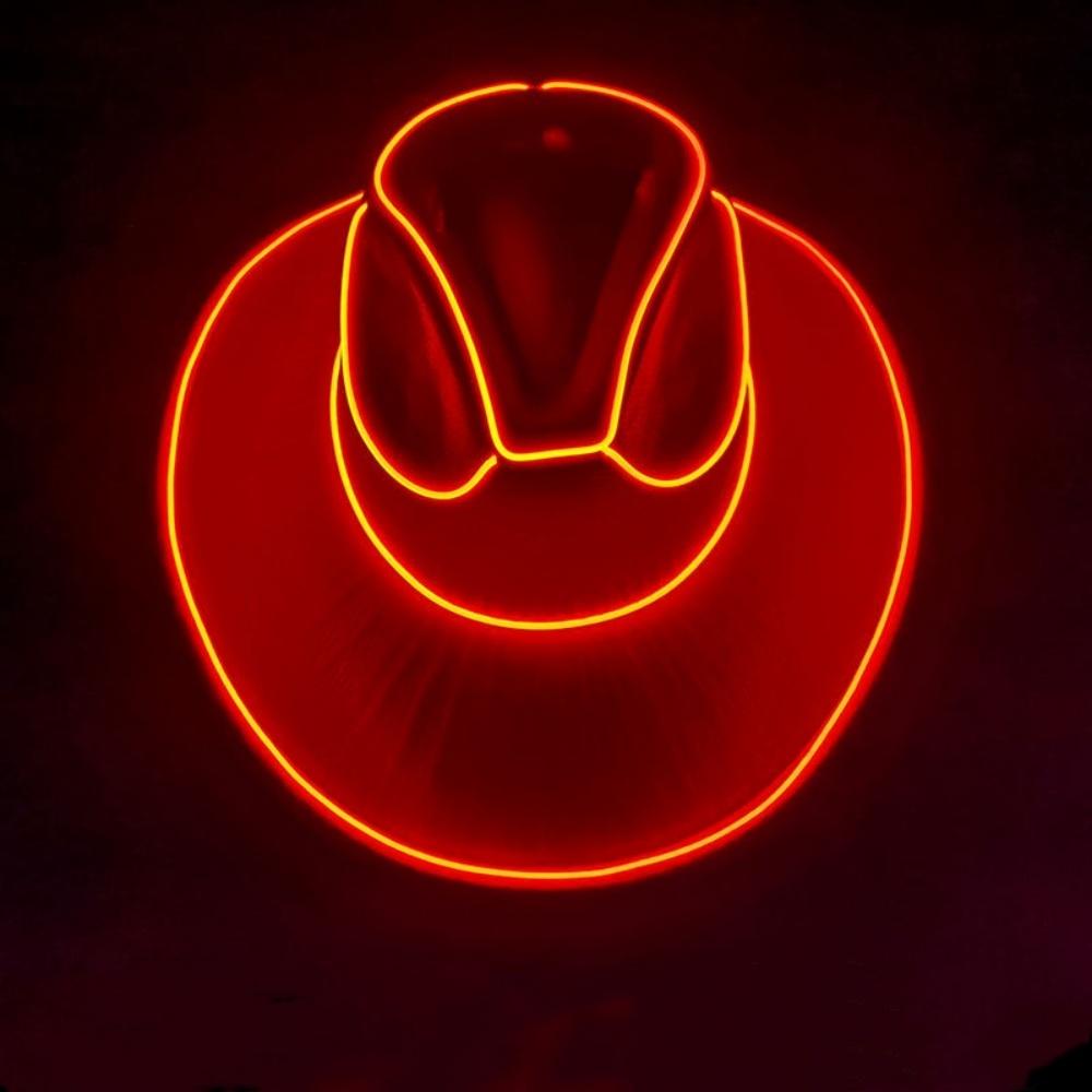 Glowing Decor Supplies Luminous Cowboy Hat LED Pearlescent Cowboy Cap Fashion Neon Light Hat For Party