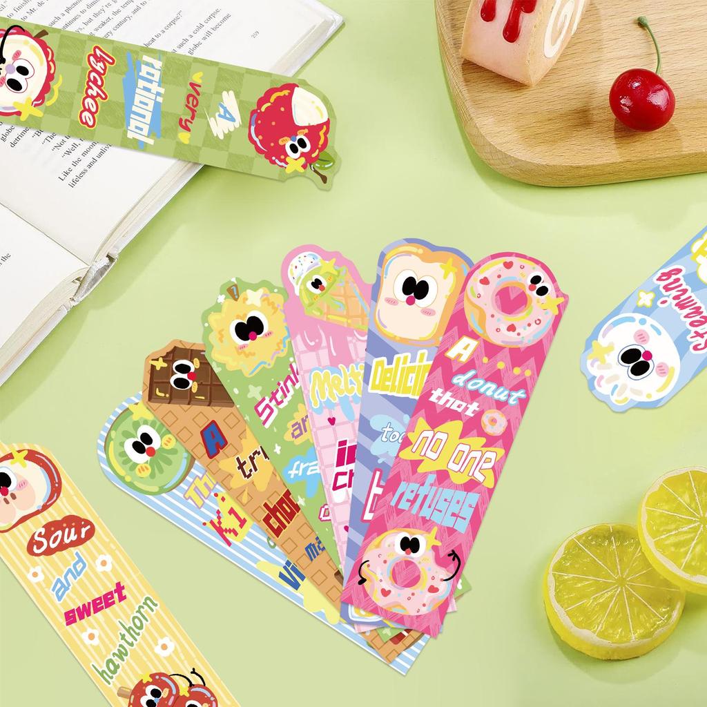 30 Cartoon Food Bookmarks - Cute & Creative Gifts for Students and Teacher Rewards