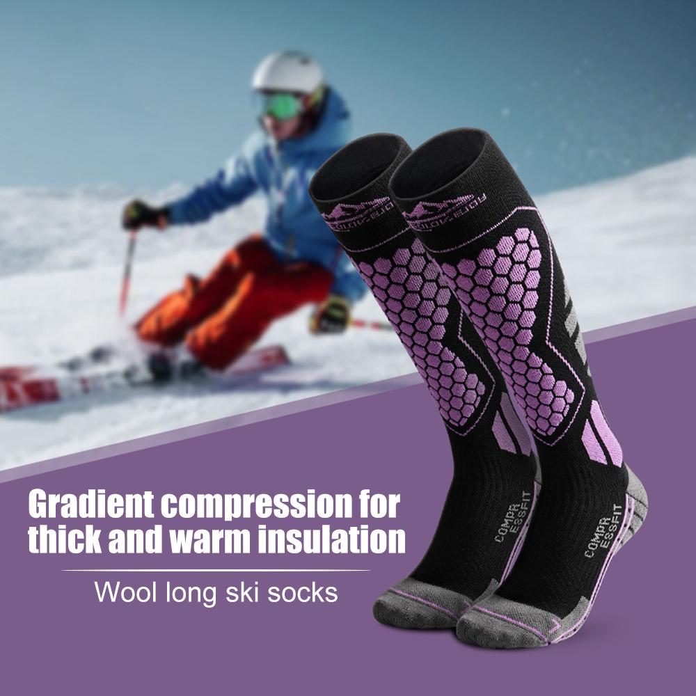 1 Paar Woll-Skisocken für Herren und Damen zum Skifahren und Snowboarden, kniehohe Thermo-Wintersocken mit warmer Sportfunktion