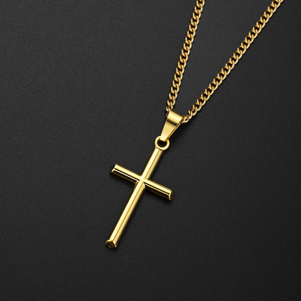 Adjustable Chain Crosses Pendant Necklace Accessory for Men and Women Stainless Steel Versatile Fashion Accessory