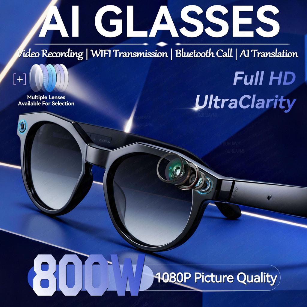 1080P HD KI Smarte Brille Chat GPT 800W Kamera Bluetooth Anruf 290mAh Akku WIFI Übertragung Wasserdichte Smarte Brille Echtzeit-Übersetzung Unisex