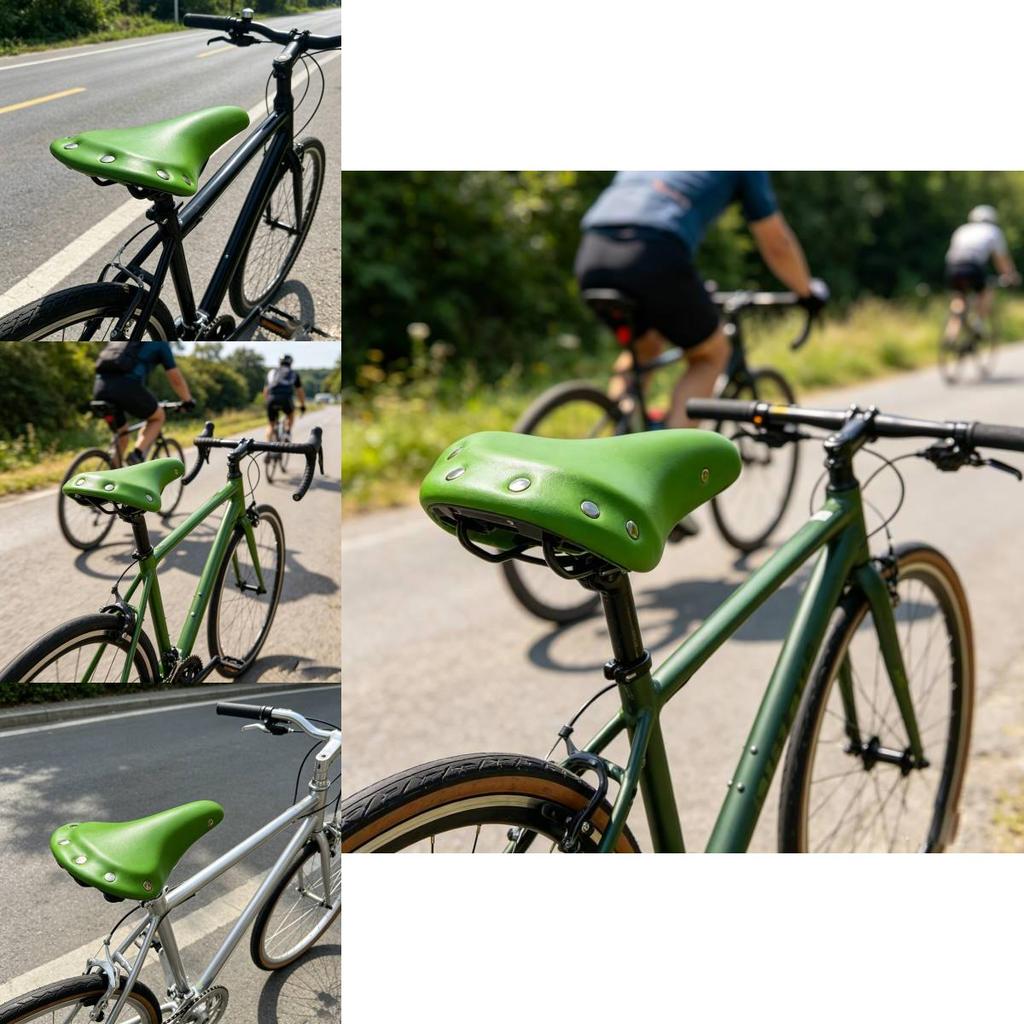 Classic Retro Bike Saddle Green With Rivet Accents Durable Padded Seat For Commuters