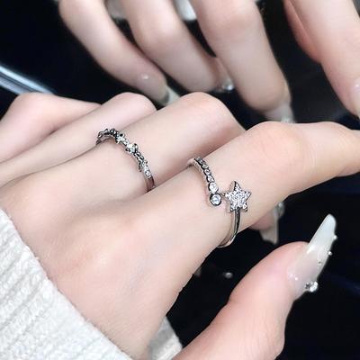 Simple Ring Women'S Niche Design Fashion Star Cross Light Luxury High Sense Personality Opening Stacked Ring