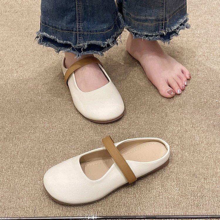 Stepping on shit feeling bag head slippers women's 2025 new soft bottom versatile flat bottom one pedal pregnant women half drag sandals women trend