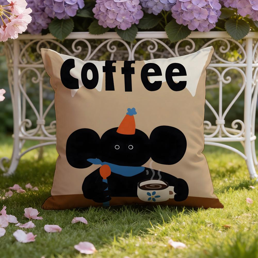 Creative Coffee Illustration Cushion Cover Home & Car Dual-Scene Pillow Cover: Reversible for Premium Comfort