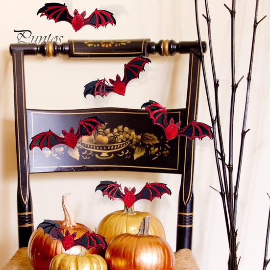 Langlebige Halloween-Fledermaus-Ornamente Wandaufkleber, Selbstklebende Zimmeraufkleber, Doppellagige Gruselige Wohnkultur-Accessoires PVC-Kunst für Mysteriöse
