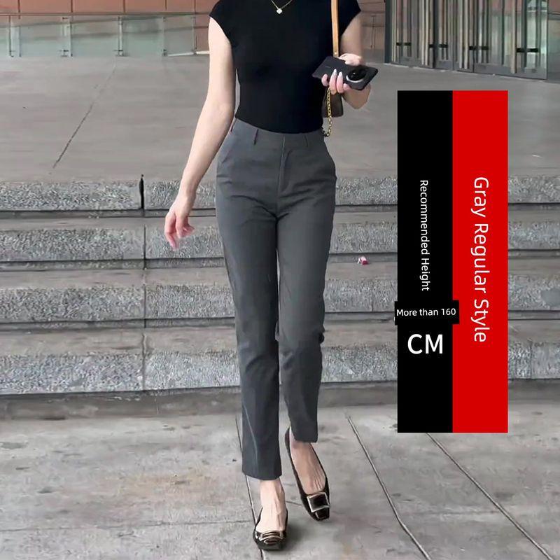 

Autumn High-End Gray Cigarette-Style Suit Pants for Women, Summer Thin 2026 New High-Waisted Slim-Fit Cropped Pants Gray-Ordinary Style (Height Above 160cm) XXL