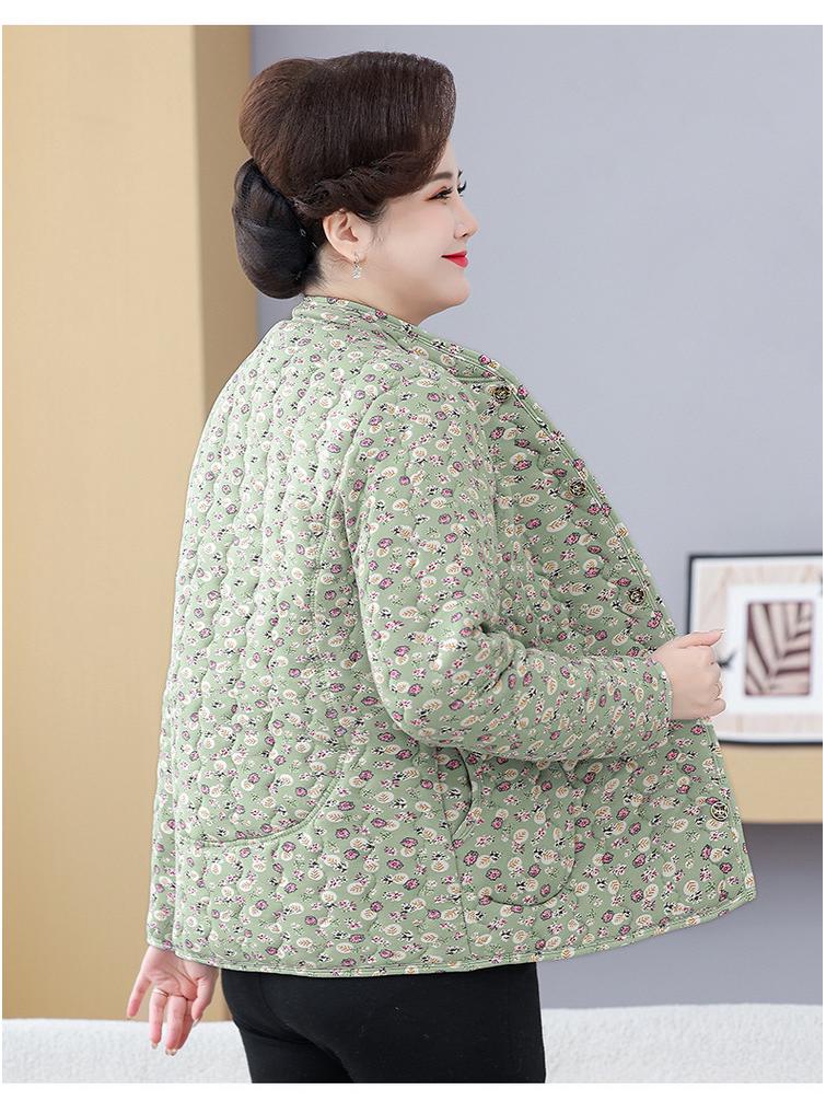 Plus Size 200 Jin Women's Cotton Jacket for Indoors/Outdoors - Fleece-Lined Back Protection for Middle-Aged & Elderly