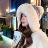 New Autumn And Winter Fluffy Earmuffs Warm Wool Hat For Women With Large Head Circumference Cold-Proof All-Match Knitted Hat