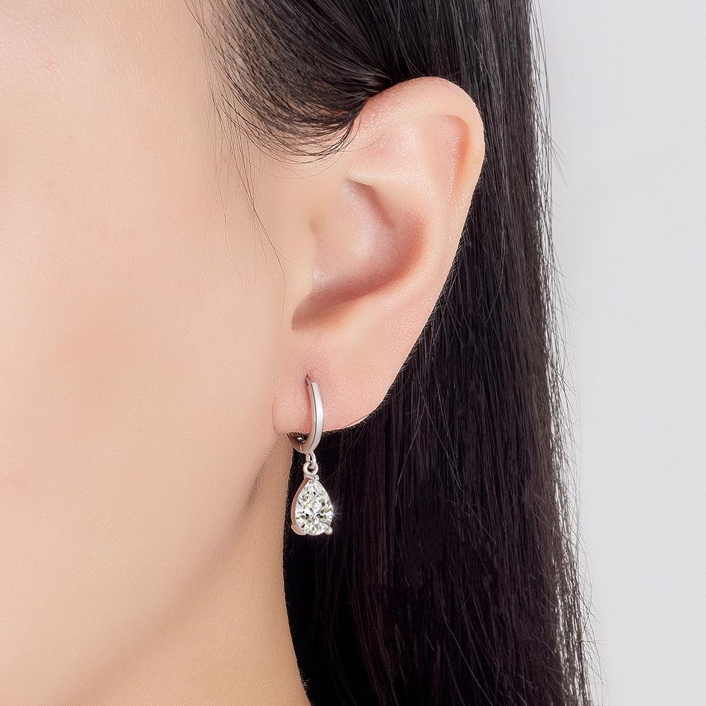 Simple Female Earrings 925 Sterling Silver Water Droplet Shaped Zircon Earrings for Women Promise Love Wedding Jewelry Brincos