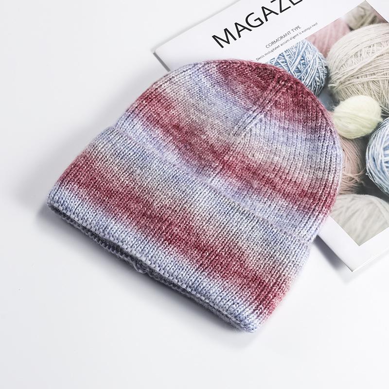 Adult Casual Knitted Hat Beanie Caps Soft Warm Women Winter Skullie Men Gradient Knitted Hat Ski Sport Skullcap Gorras
