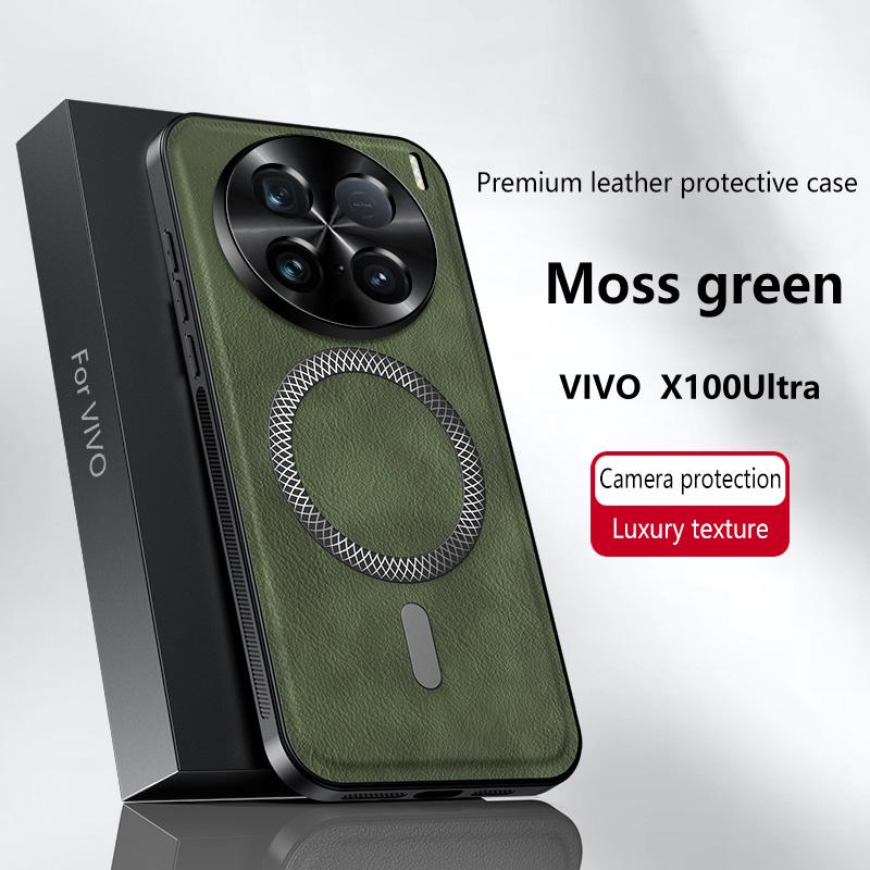For Vivo X100 Ultra Case Magnetic Elegant Leather Wear-Resistant Lens Fully Covered Non-Slip Grip Edge Cover Shell