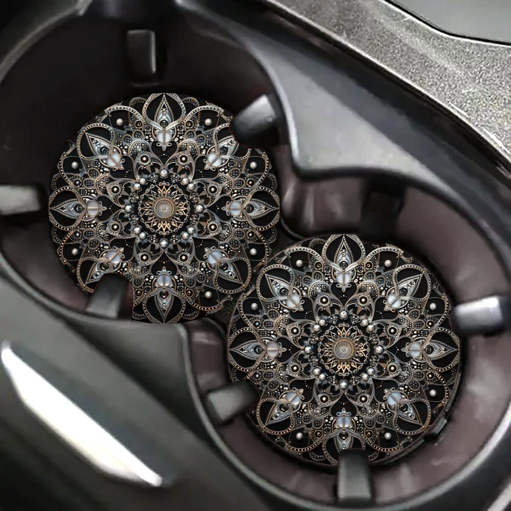 2 ks/Sada Nádherná Mandala pre Lotus Držiaky na poháre do auta Dizajnérsky navrhnuté Držiaky na nápoje, Perfektné na Vianoce, Párty