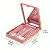 5-Piece Mini Makeup Brush Set with Mirror - Makeup Case with Mirror, Foundation Brush, Eyeshadow Brush, Foundation Blush Brush