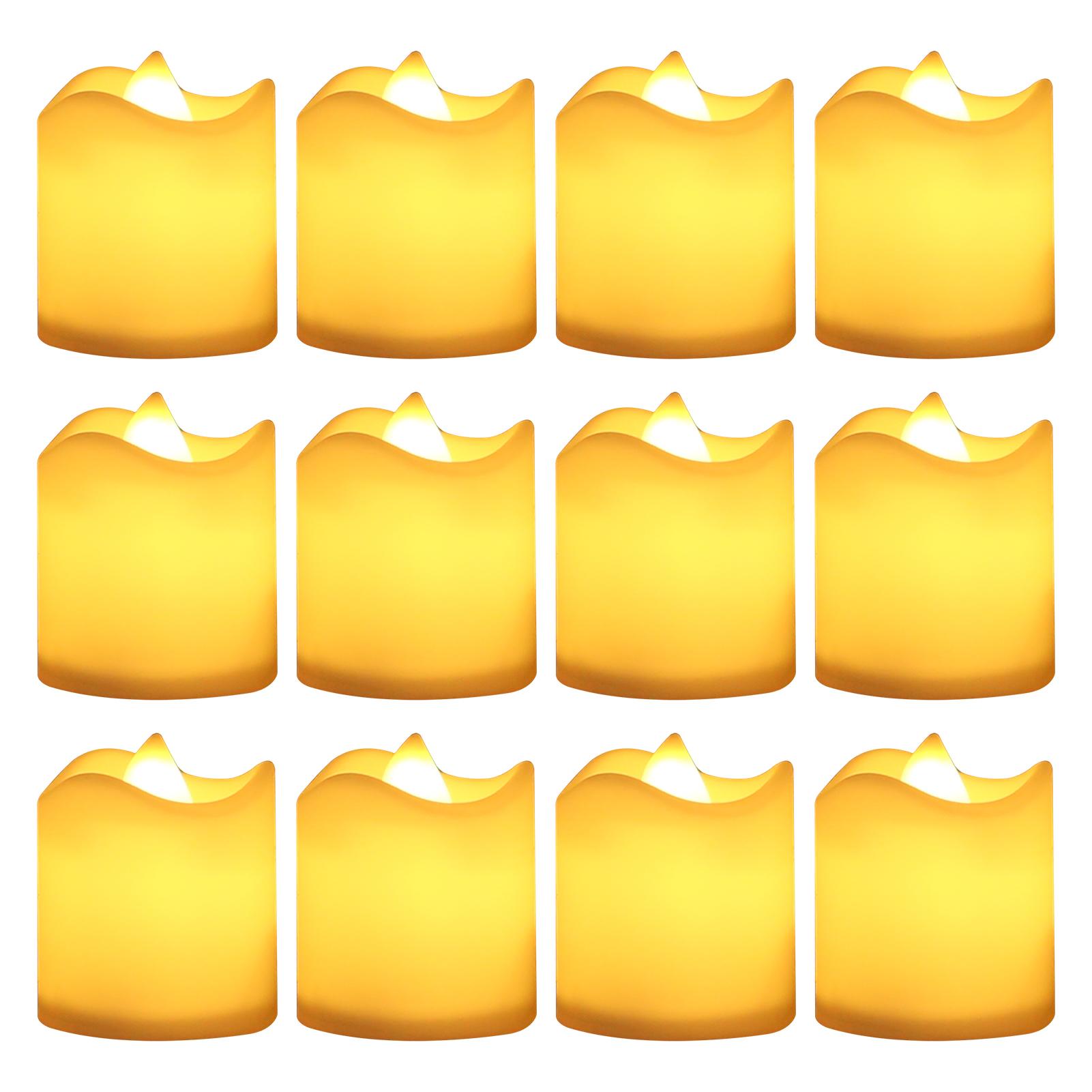 

12/24Pcs Pack Flameless LED Candle Wishing Tea Light Warm White Battery Operated Candles Halloween Christmas Wedding Decor Ivory white
