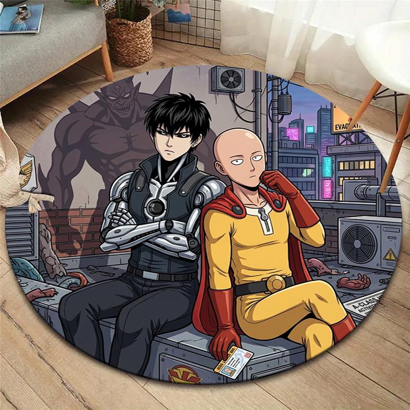 Onepunch Man Round Area Rug Carpet Rug For Living Room Bedroom Sofa Playroom Decor Nonslip Floor Mat