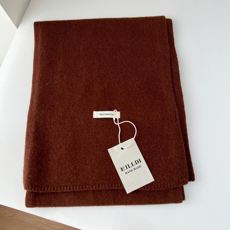 Sciarpa minimalista 100% lana pura da donna autunno inverno versatile tinta unita sottile scialle regalo avanzato per coppia sciarpa calda