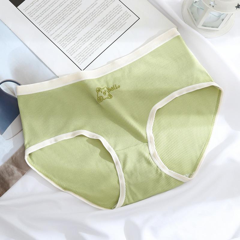 

Нижнее белье из чистого хлопка средней талии дышащие однотонные высокоэластичные женские треугольные трусики M зелёный