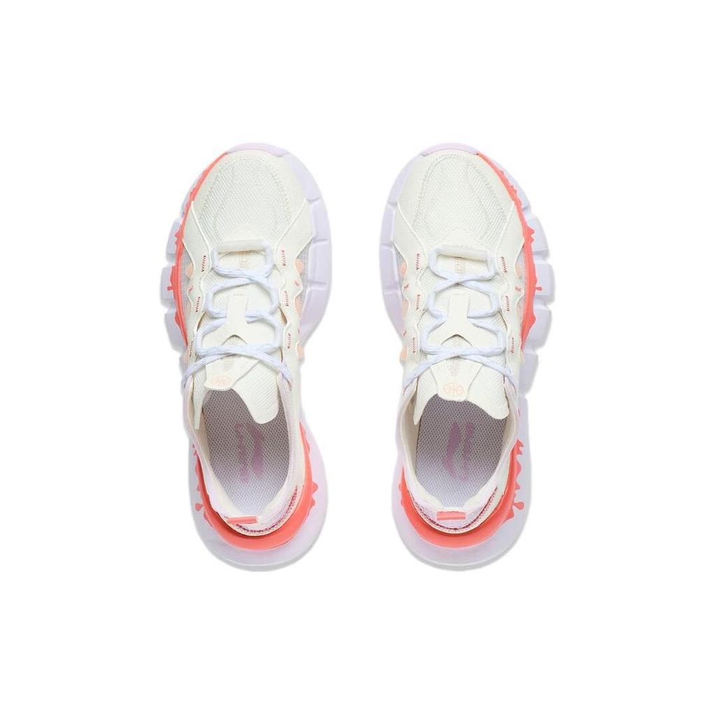 Li Ning Wade Essence Comfortable Slip Resistant Abrasion Resistant Low Top Casual Shoes Women's White Purple Pink ABCT050-3
