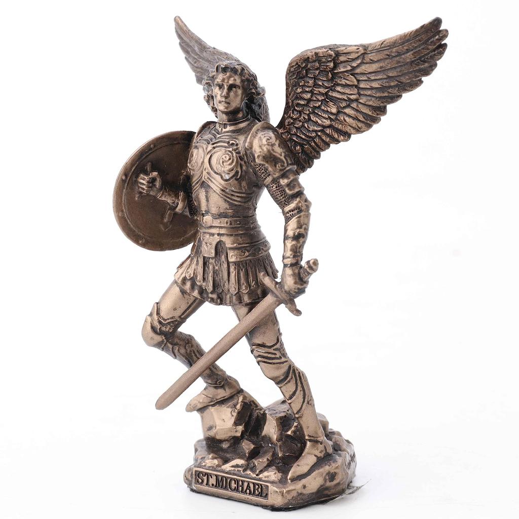 Veronese Design Archangel Michael Painted Bronze Finish Religious Figurine 4.2" St.