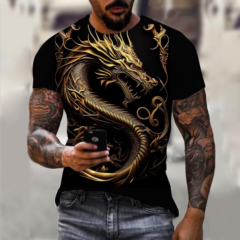 Men's T-Shirt For Men Clothing Unisex Dragon Graphic 3D Print Summer Top O-neck Short Sleeve Fashion Casual Tee Shirt Streetwear