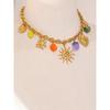 Yhpup Exquisite Ceramic Ocean Style Sun Pendant Necklace Fashion Trendy Stainless Steel Collar Arrivals Jewelry Recommend