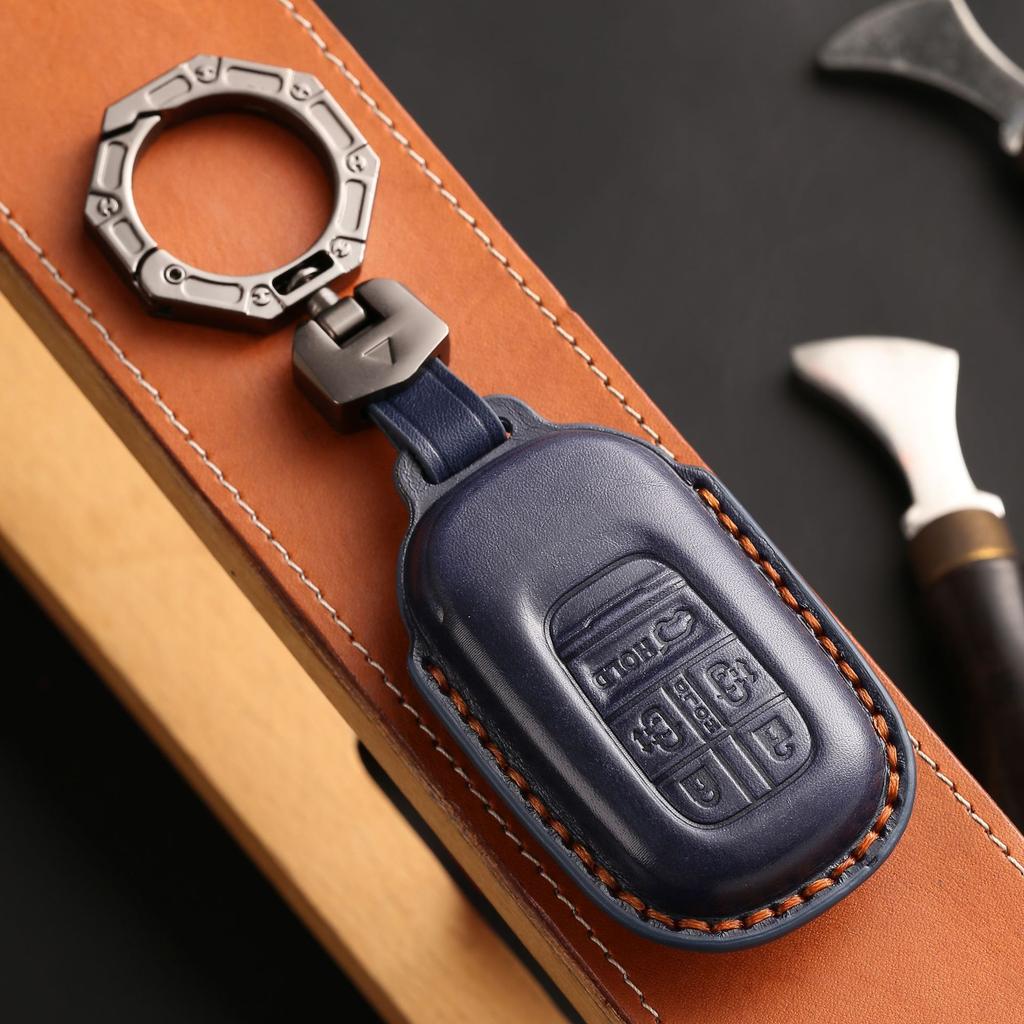 4 5 6 Bottons Leather Car Key Fob Case Cover Shell Keychain For Honda Alison Odyssey Accesorios