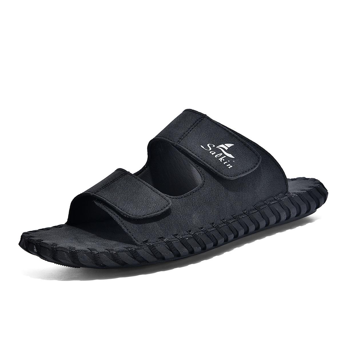 Summer 2026 Large Leather Men s Casual Outdoor Beach Slippers 42