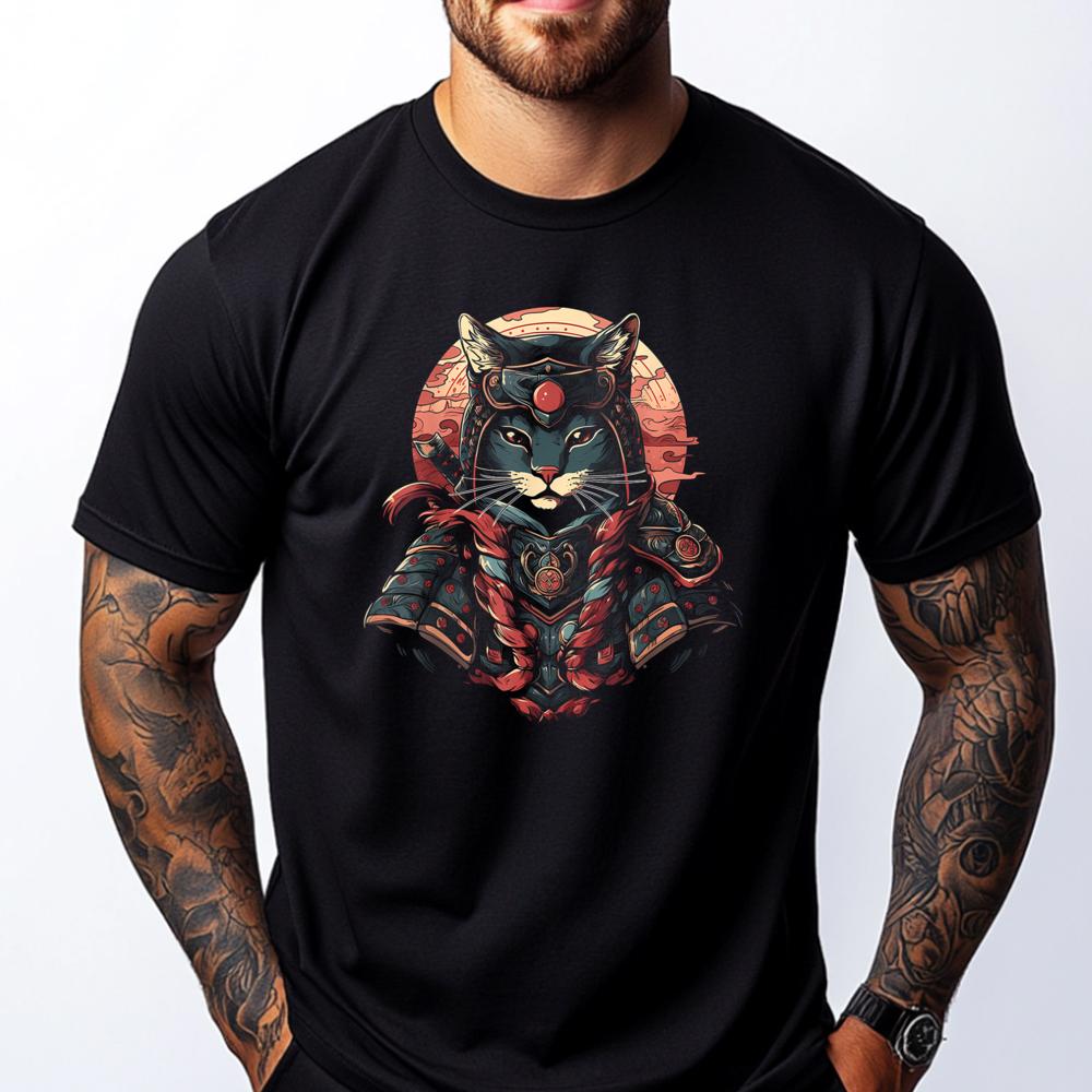 

Cat Samurai Ninja Cat Samurai Art Ukiyo E Funny Shirt Tops Mens Designer T Shirt Mens Summer Men Clothing Vegan - Men s Summe... S разноцветный
