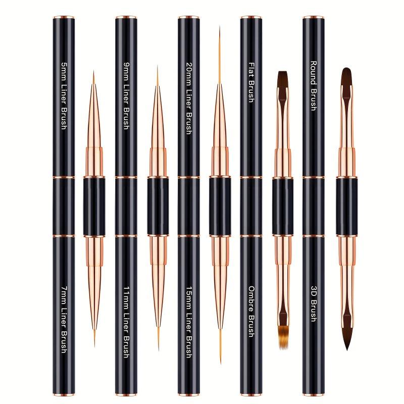5pcs Dual Single End Nails Brushes Nail Art Liner Pen Brushes Design Professional Manicure Tools for Striping Drawing Painting