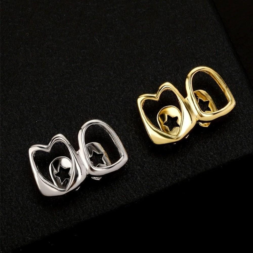 1/2pcs Rhinestone Hollow Heart Tooth Grillz Hip Hop Dental Grills Wearable Tooth Jewelry Daily