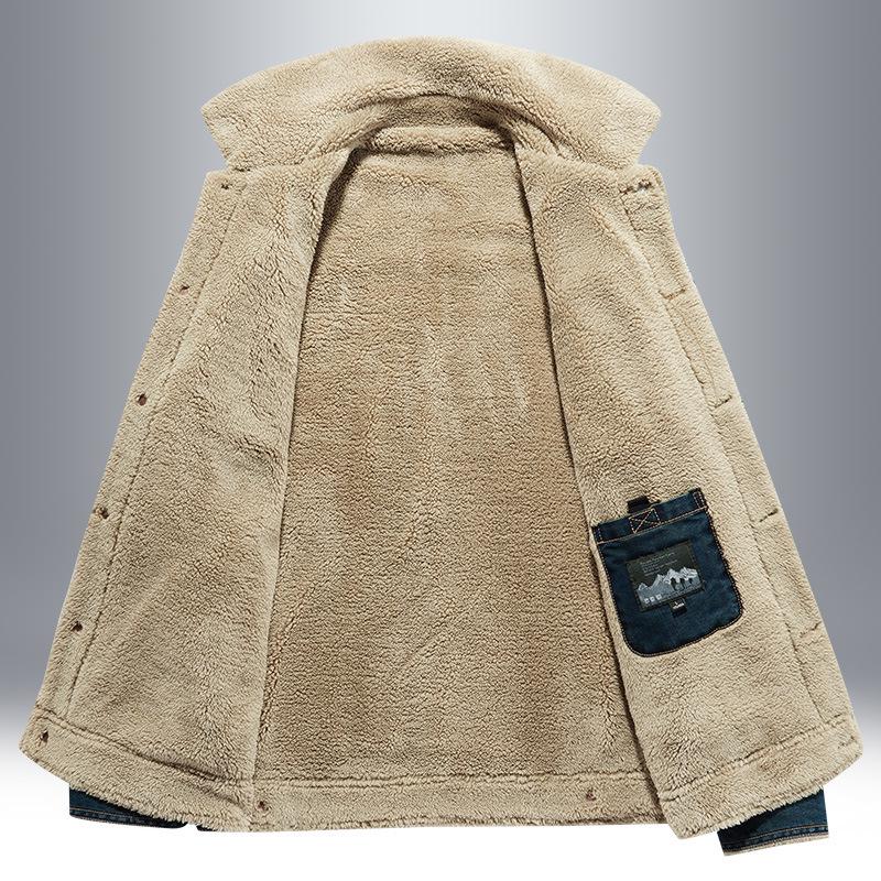 Men's Winter Velvet-Lined Thick Denim Jacket - Plus Size European & American Warm Cotton Coat, New Fashion.