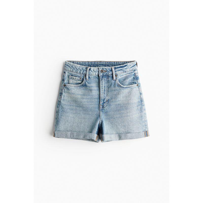 

HM Women clothes Jeans 2025 Summer New High Waist Commuter Trend Fashion Demin shorts 1204752 Light Denim Blue 012 155/64