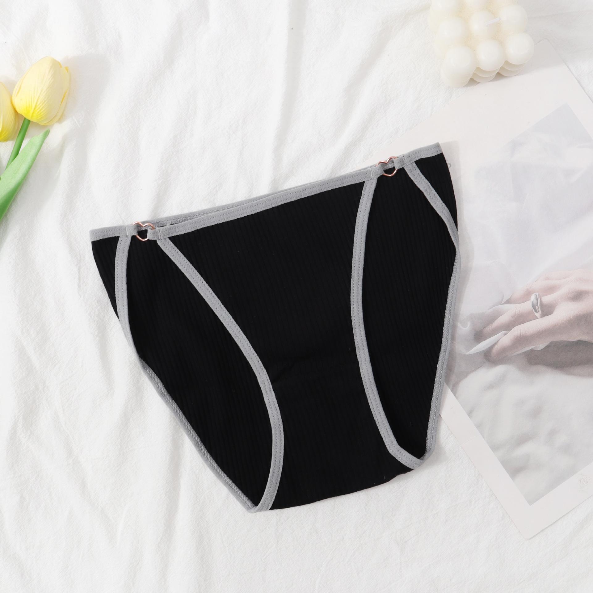 

Сексуальные женские трусики-слипы из чистого хлопка с ажурными вставками, со средней посадкой в японском стиле M (60-85 lbs recommended) чёрный