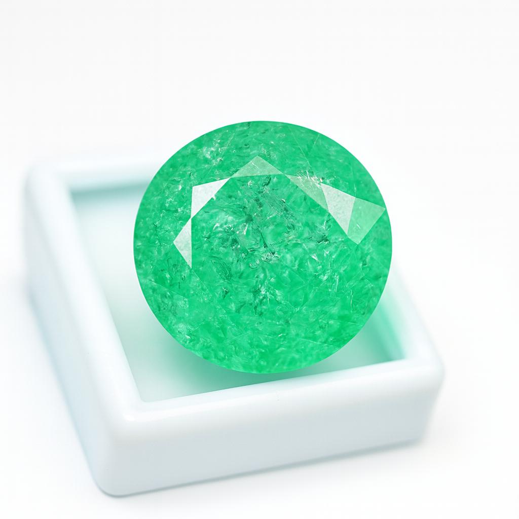 Zambian 40 Ct Round Shape NATURAL Green Emerald Loose Gemstone