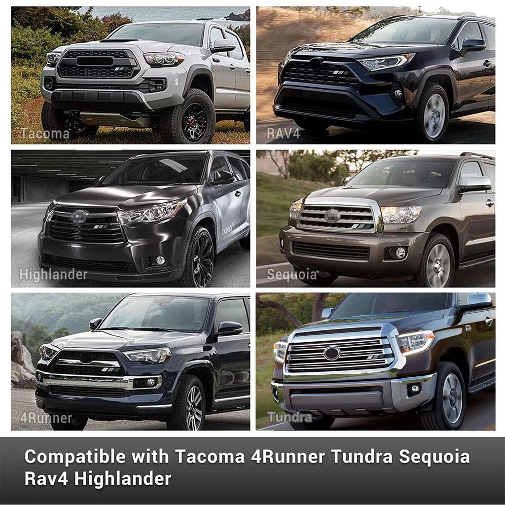 3-Color Front Grille Badge Emblem for Tacoma, 4Runner, Tundra, Sequoia, Rav4, and Highlander (White/Gray/Black)