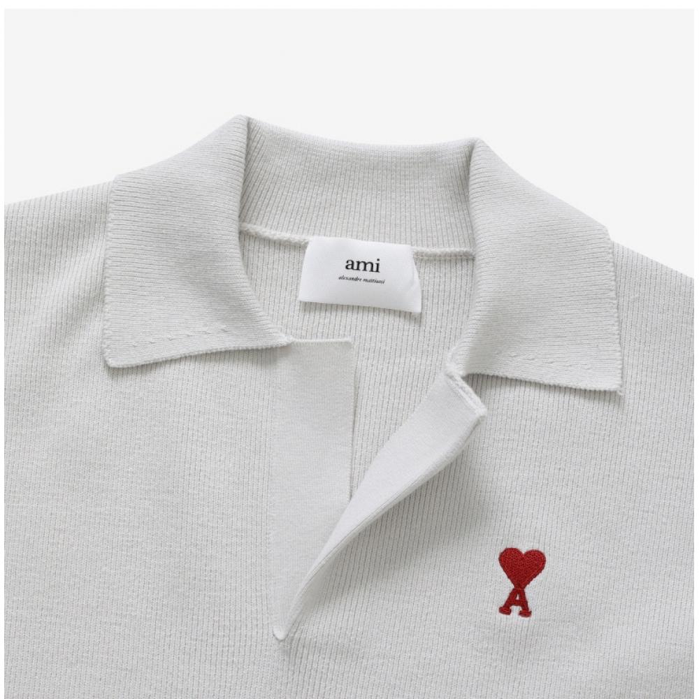 Ami Upl346 Kn0042 193 Ami De Coeur Small Heart Logo Polo Public Knit