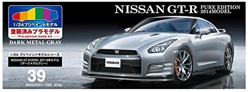 Aoshima Bunka Kyozaisha Prepainted Model Series Nissan R35 2014 Dark Metal Gray Painted Plastic Model 1/24 No.39 GT-R
