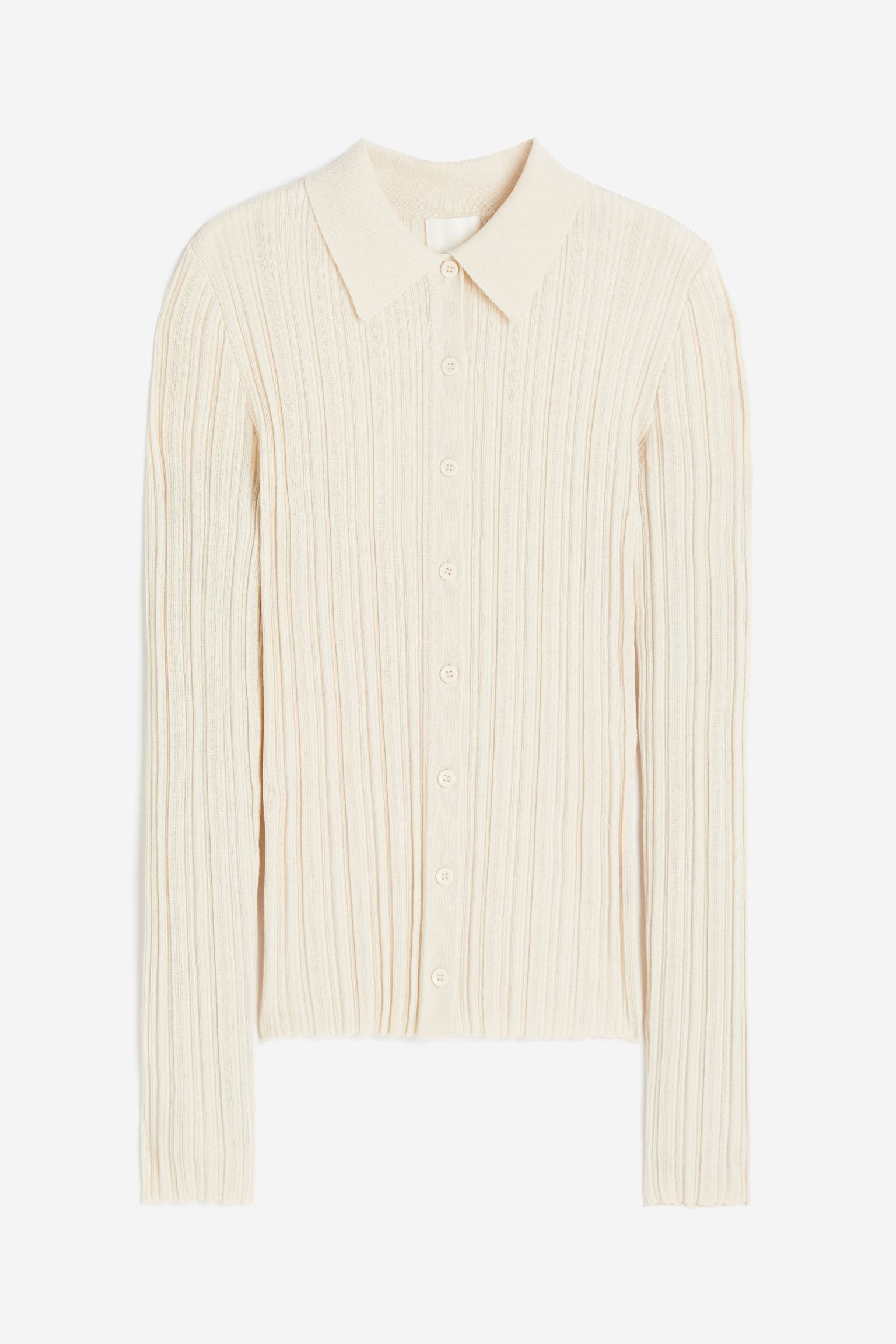 

Collared rib-knit cardigan