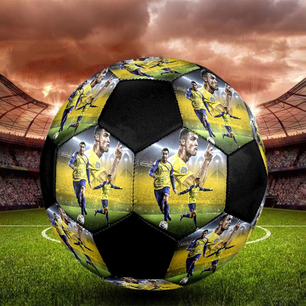 1PC  C R Greatness Size 5 Soccer Ball PrahaIndoor Soccer Ball Colorful All Ages Machine Stitched PVC Competition Ready Durable High-Bounce