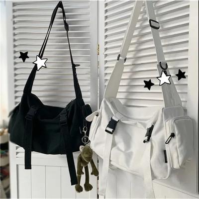 Umhängetasche für Damen, einfarbig, aus Canvas, weiche und stylische Schultertasche