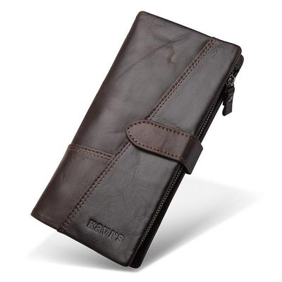 Carteiras Longas Femininas de Couro Genuíno Retrô de Couro de Vaca Multifuncional Porta-Moedas Múltiplos Compartimentos Grande Capacidade Bolsa para Cartões Clutch Carteira de Alta Qualidade
