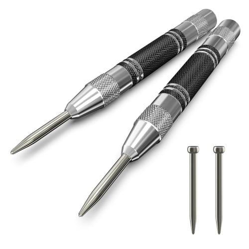 Latikaly Automatic Punch Set of 2 with Center Punch for Drilling, Stamping, and Marking Metal, Wood, and Plastic, Suitable for Windows, Walls, Floors,