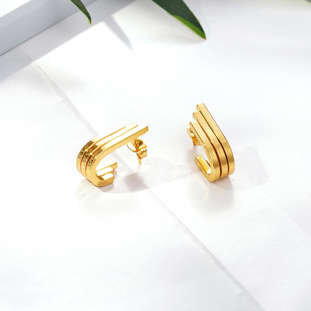 IMI Gold Titanium Steel Geometric Earrings for Women - High-end Light Luxury Design YE298