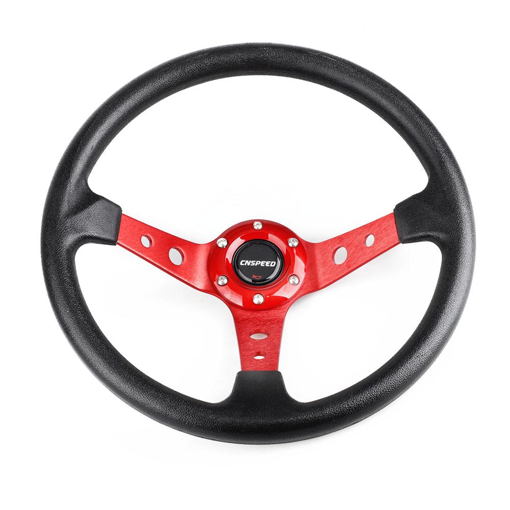 

350mm 14inch Aluminum Alloy Racing PU Leather Steering Wheel 92mm Deep Dish Auto Sport Drifting Steering Wheels червоний